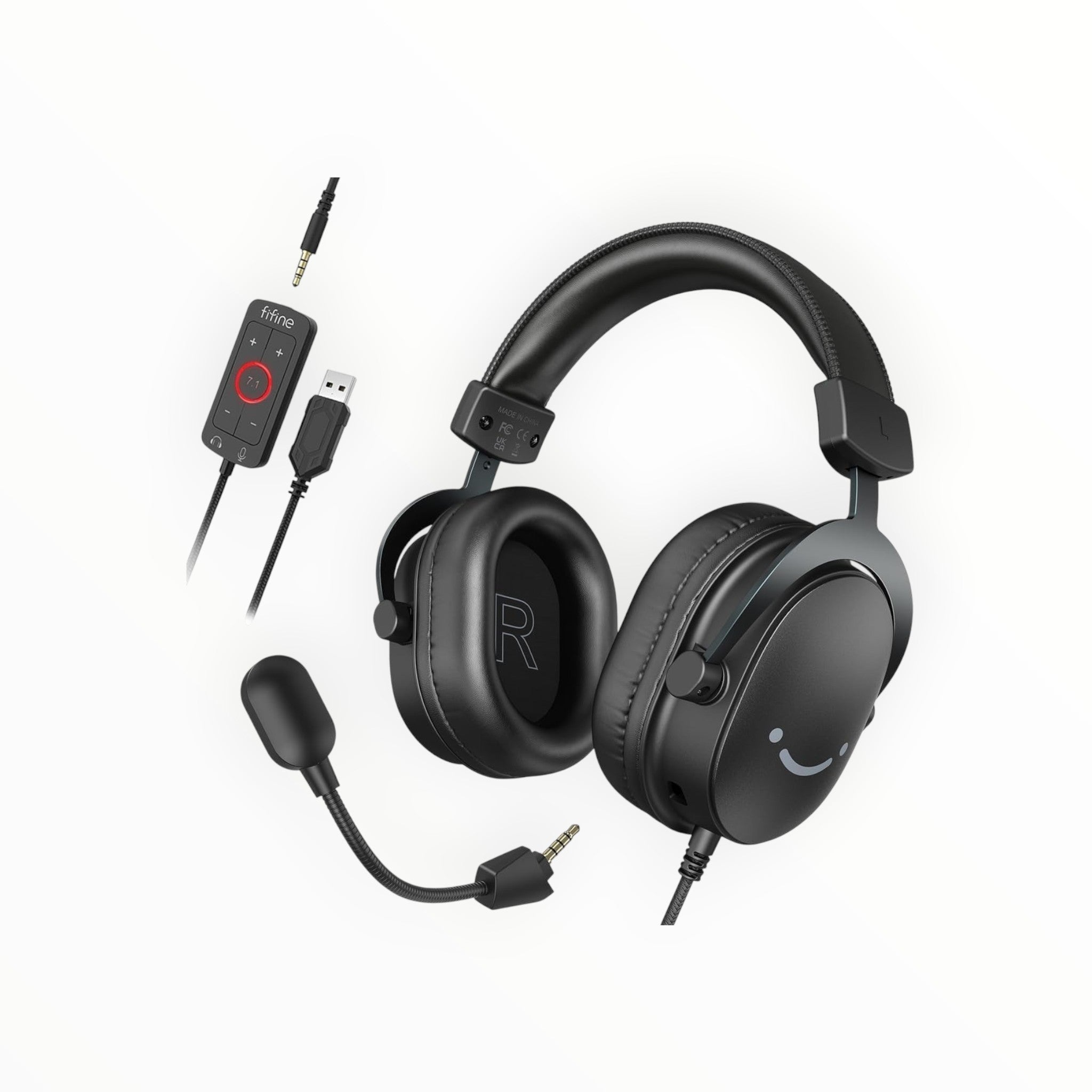FIFINE Cuffie Gaming Over‑ear con Microfono USB, RGB e Surround 7.1