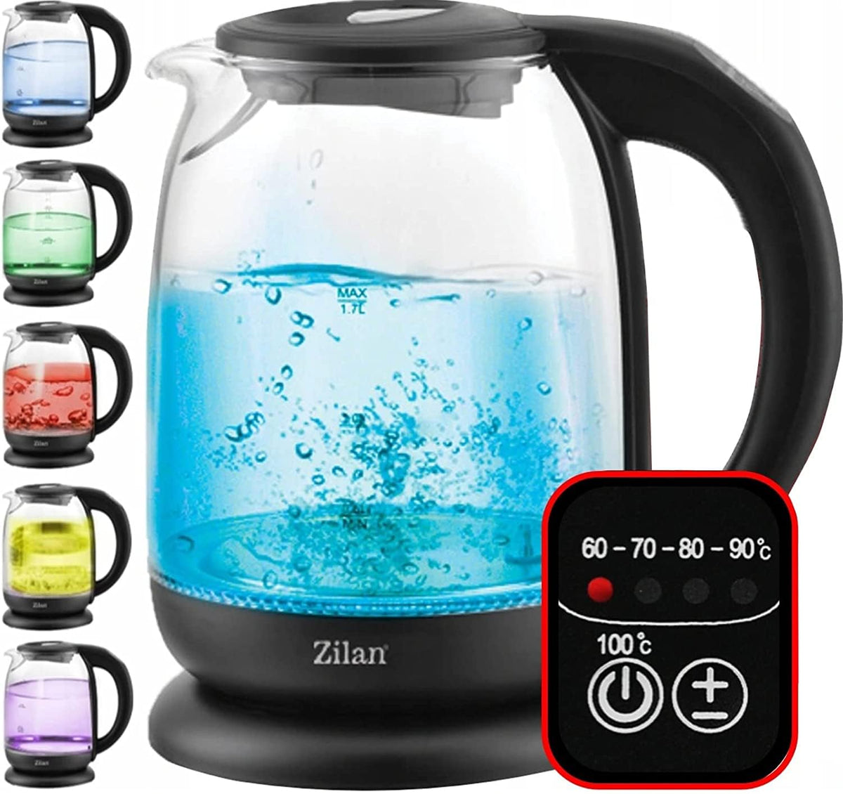 Zilan ZLN3956 Bollitore elettrico Zilan ZLN3956 Bollitore elettrico in vetro borosilicato 1,7 L 2200 W