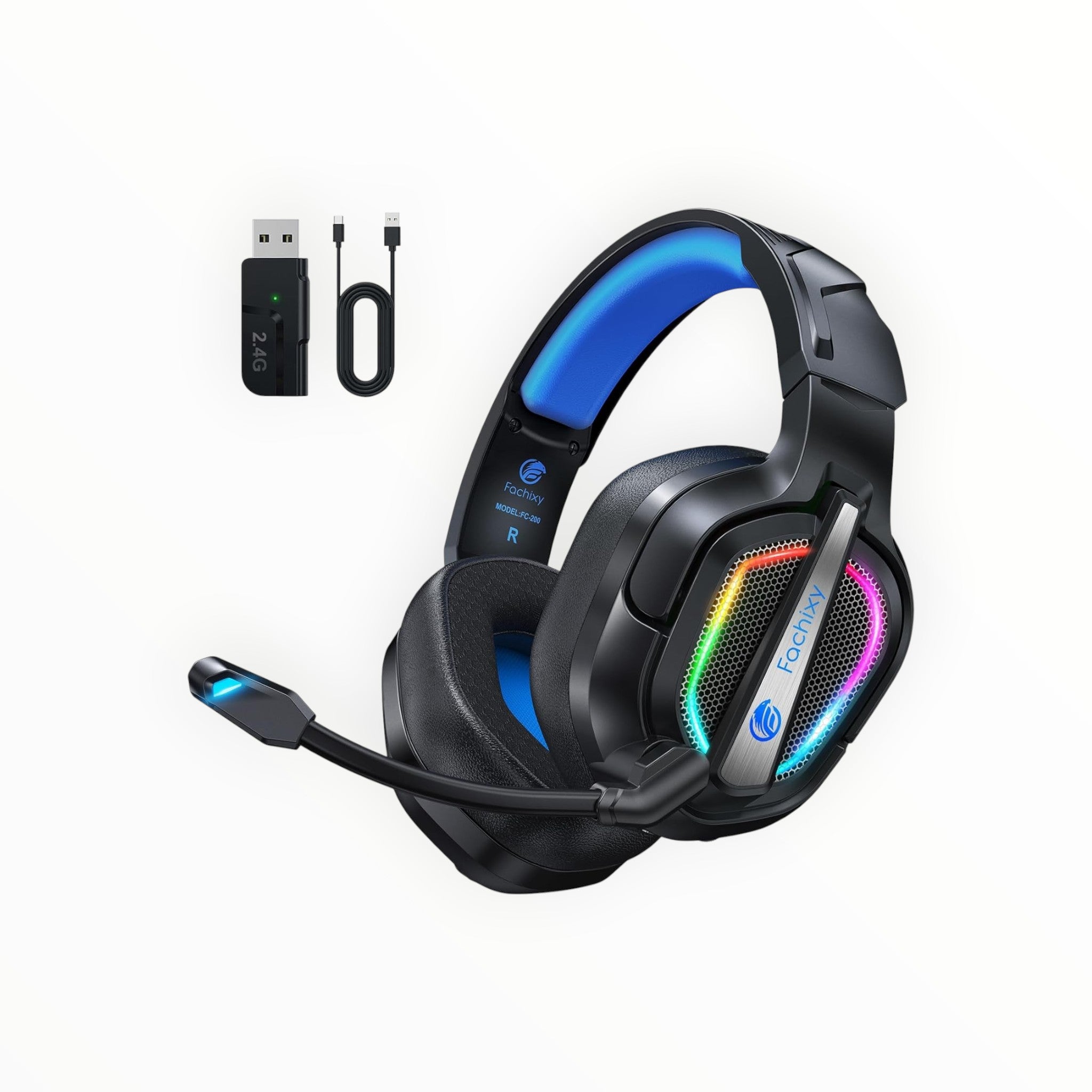 Fachixy FC200 cuffie gaming wireless con microfono - blu