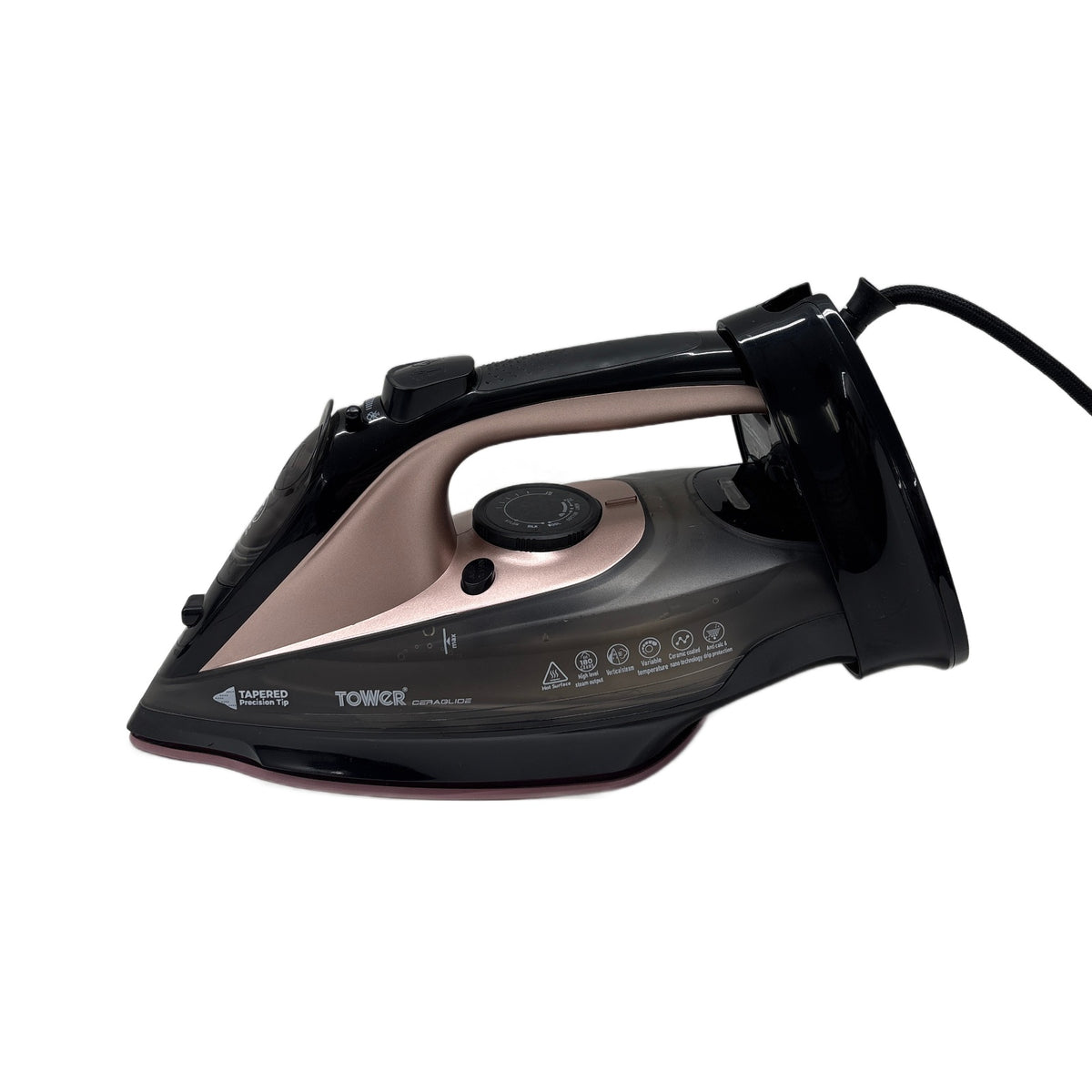Tower CeraGlide T22008RG Ferro da stiro Tower CeraGlide T22008RG Ferro da Stiro a Vapore Senza Fili 2400 W, Nero e Oro Rosa