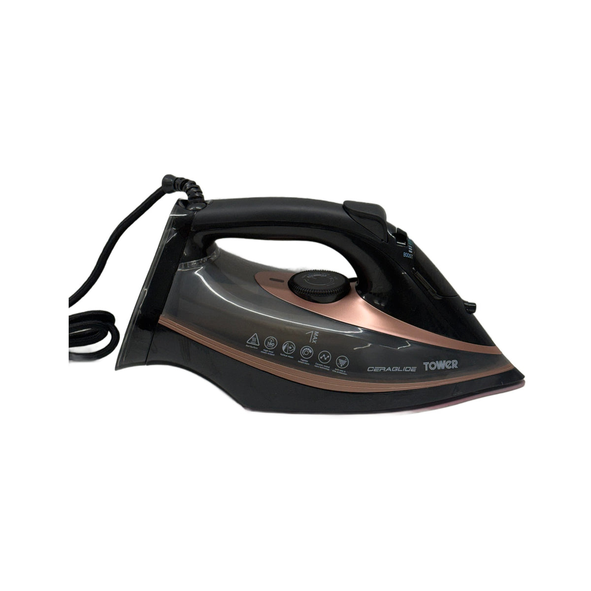 Tower T22013 CeraGlide Ferro da Stiro a Vapore 3100 W con Piastra in Ceramica, Oro Rosa e Nero