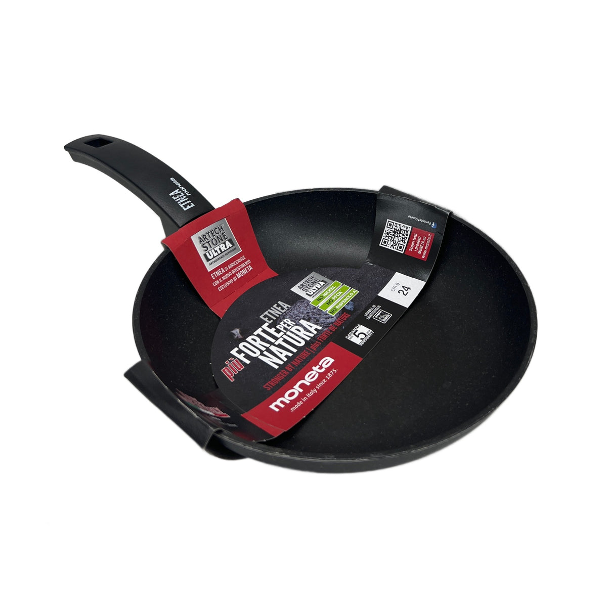 Moneta 0001850124 Padella non elettrica Moneta Etnea Padella 24 cm, alluminio nero