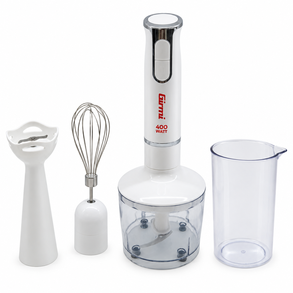 Girmi MX17 Frullatore a immersione Girmi MX17 Frullatore a Immersione 400 W con Kit 3 in 1, Bianco-Grigio