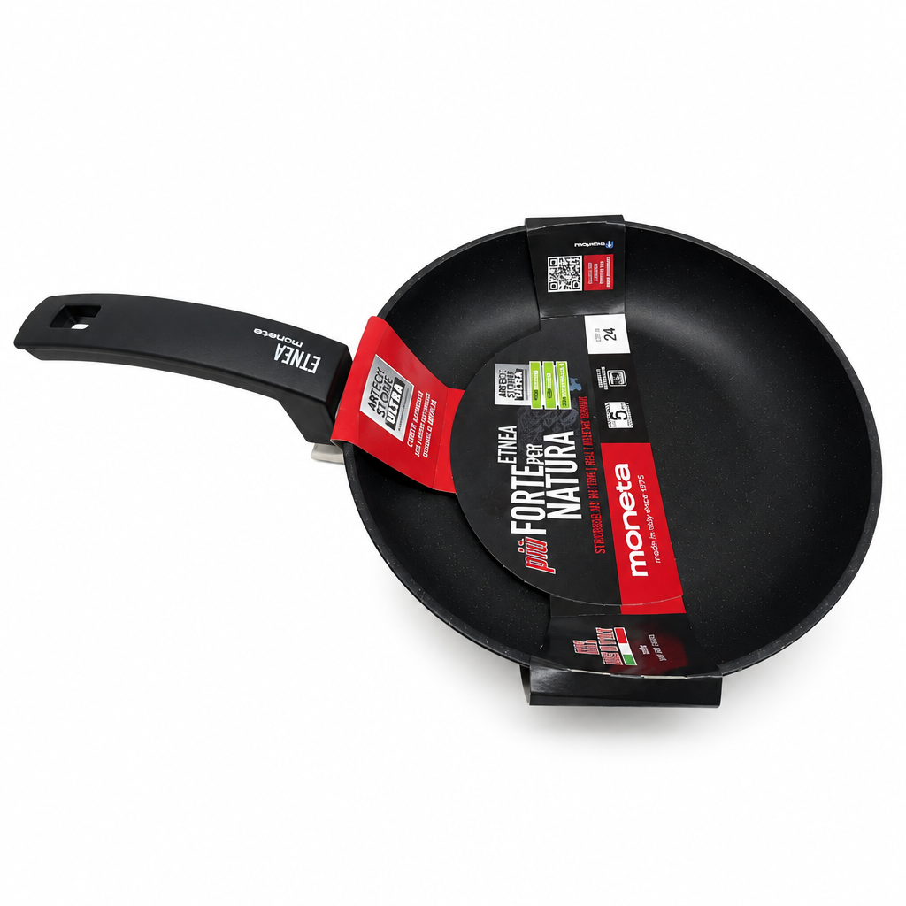 Moneta 0001850124 Padella non elettrica Moneta Etnea Padella 24 cm, alluminio nero