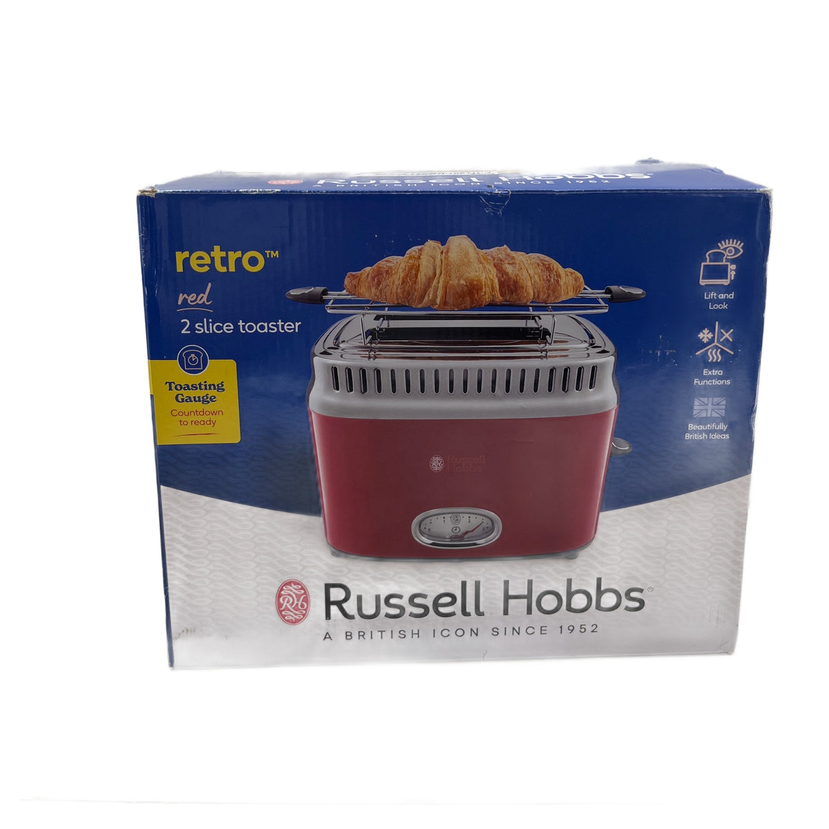 Russell Hobbs 21680-56 Tostapane Russell Hobbs Tostapane Retro 2 Fette 21680-56 Rosso, 1300 W, Solleva e Guarda