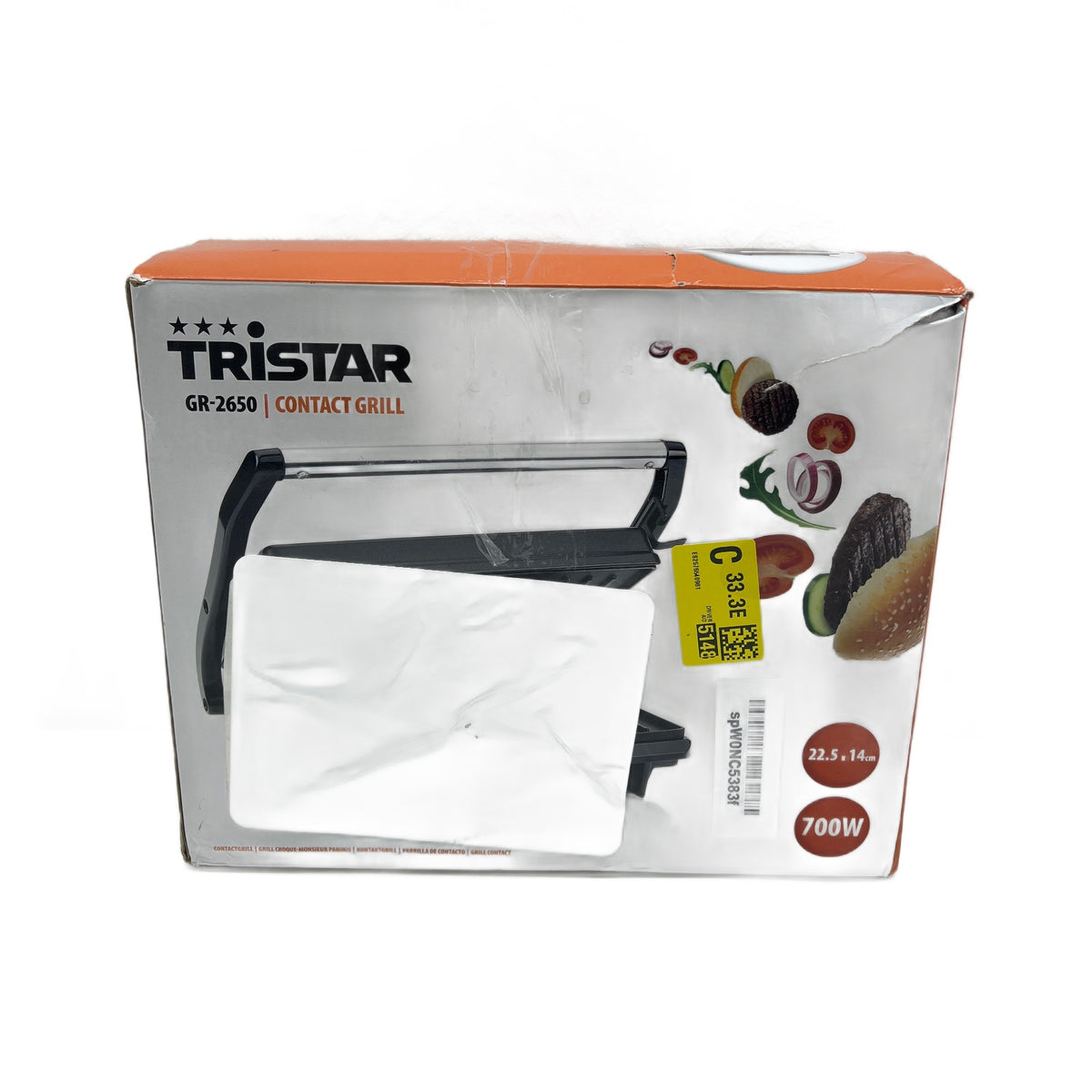 Tristar GR-2650 Grill elettrico Tristar GR-2650 Griglia elettrica 22,5 x 14 cm, 700 W, rivestimento antiaderente, nero