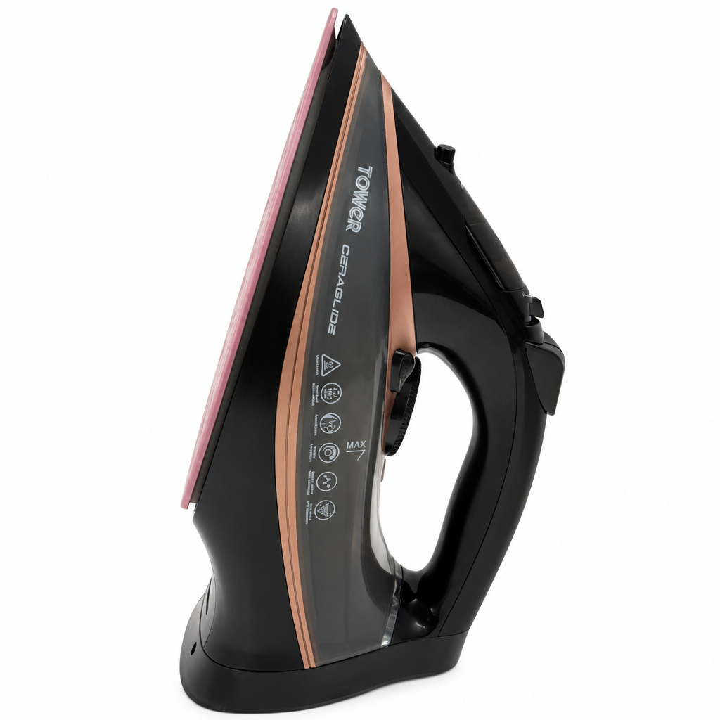 Tower T22013 CeraGlide Ferro da Stiro a Vapore 3100 W con Piastra in Ceramica, Oro Rosa e Nero