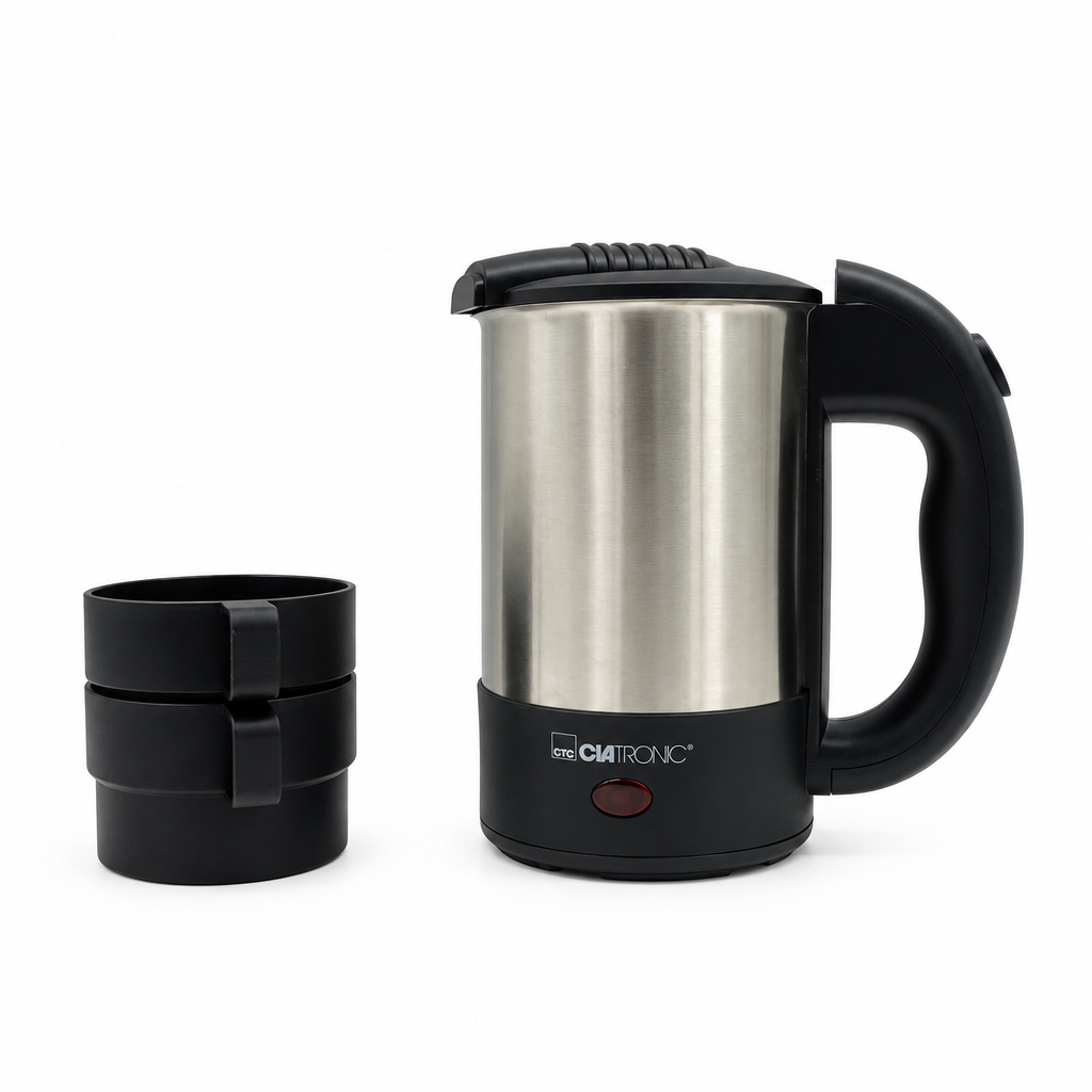 Clatronic WKR 3624 Bollitore elettrico Clatronic WKR 3624 Bollitore da viaggio acciaio inox/nero con 2 tazze da 170 ml