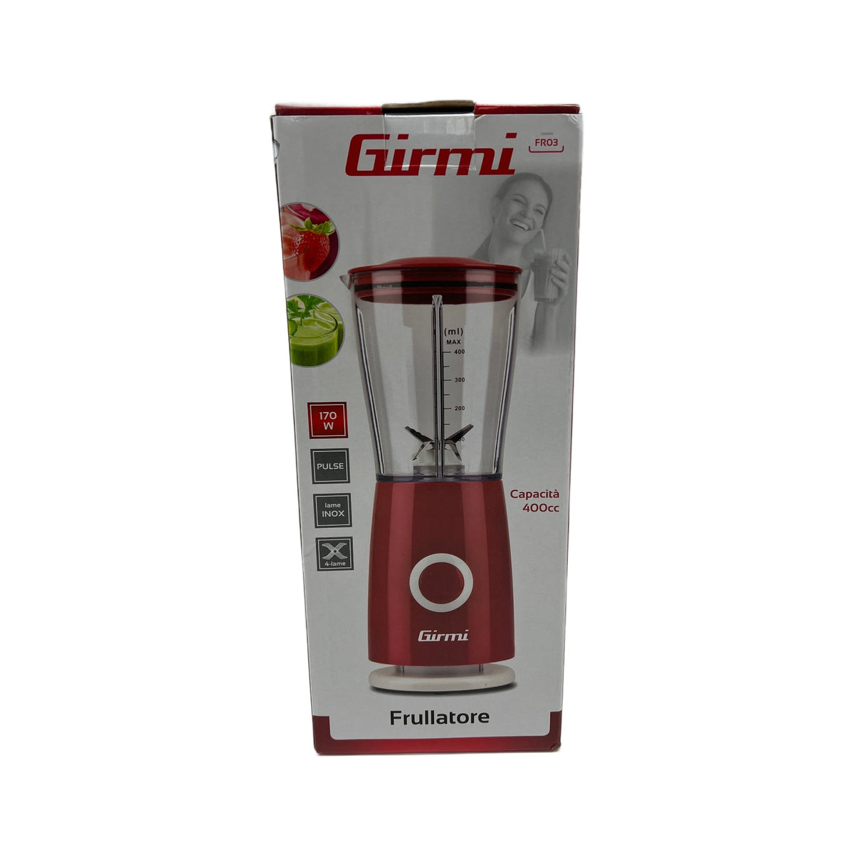 Girmi FR03 Frullatore Girmi FR03 Frullatore Elettrico 170W, 4 lame acciaio, 400 ml, rosso