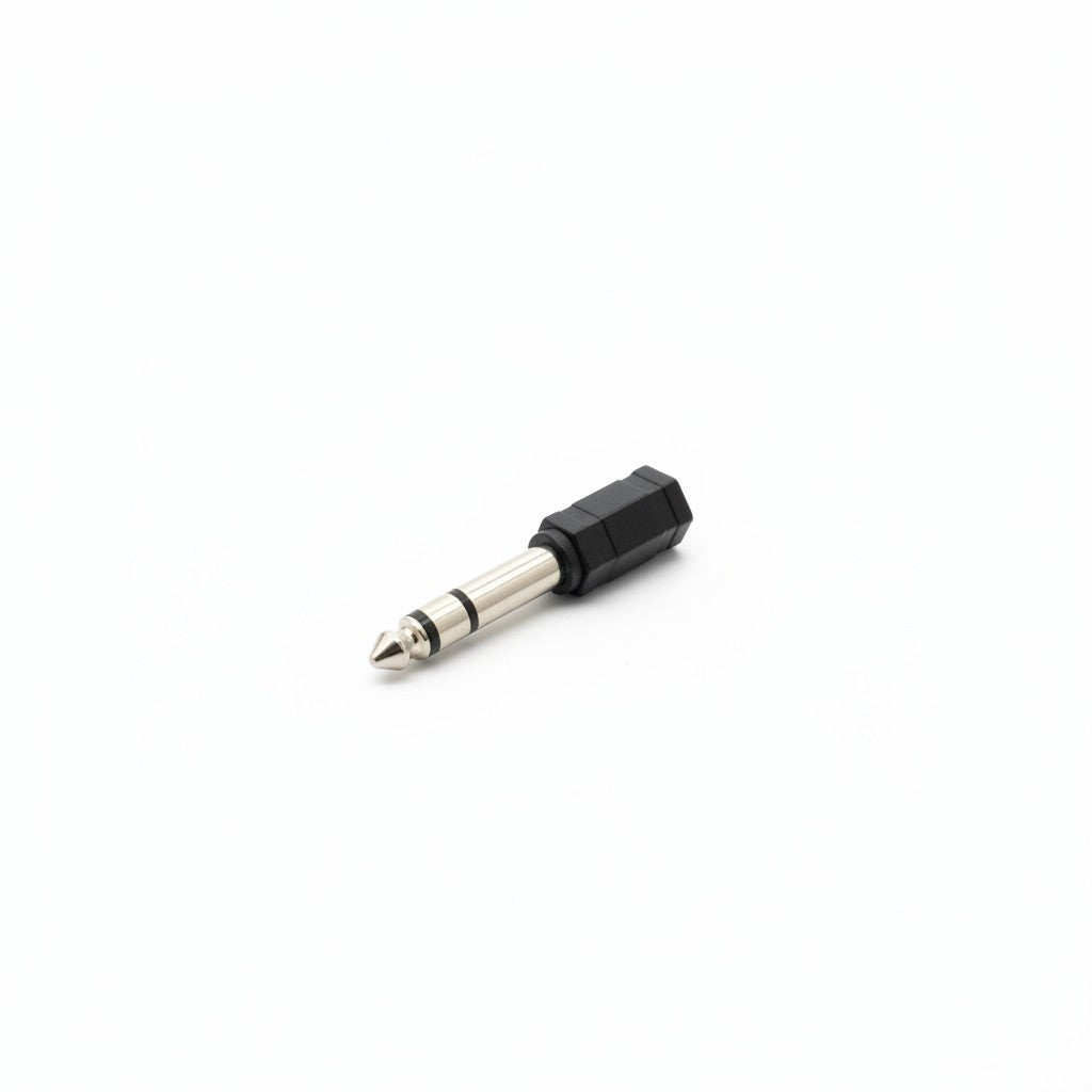 Adattatore jack audio Mr Bob - Home & Tech Utility da 6,35 mm a 3,5 mm con corpo nero e connettore metallico