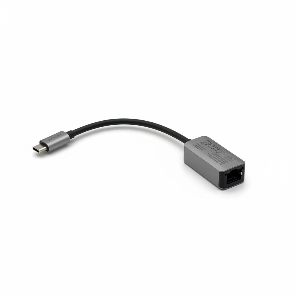 Adattatore Mr Bob - Home & Tech Utility USB-C a Ethernet RJ45 in alluminio grigio per connessione rete cablata