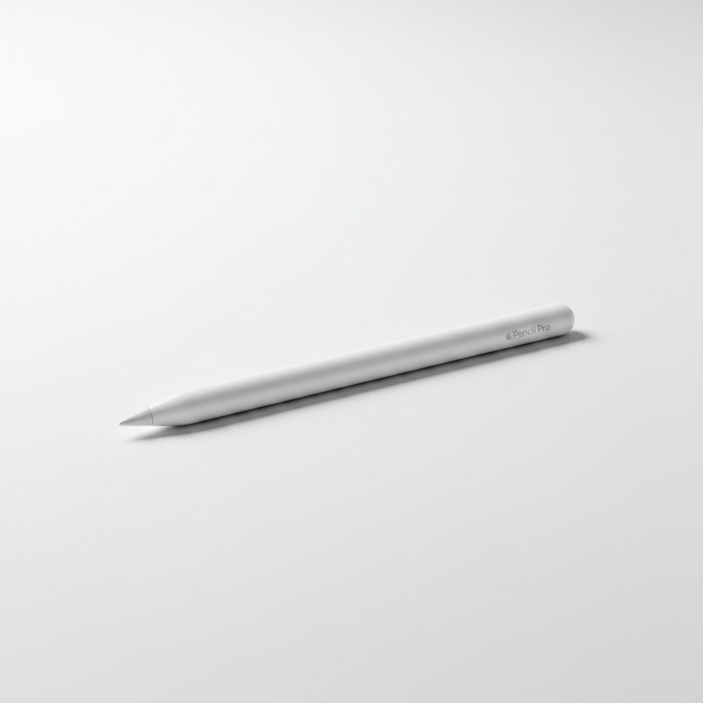 Apple Pencil Pro bianca di Mr Bob - Home & Tech Utility, stilo difettoso per iPad, vista laterale.