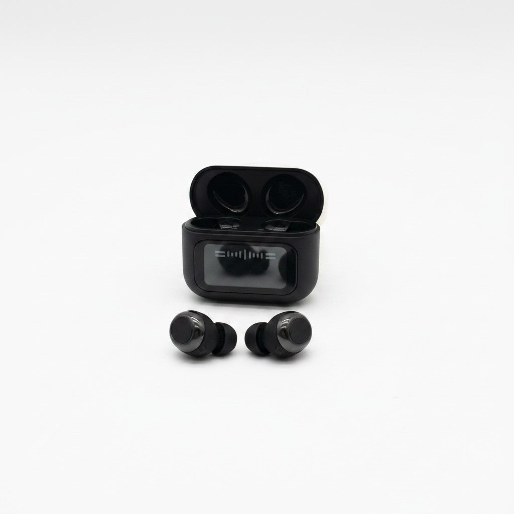 Auricolari Bluetooth 5.4 neri Mr Bob - Home & Tech Utility con custodia di ricarica, design compatto per dormire