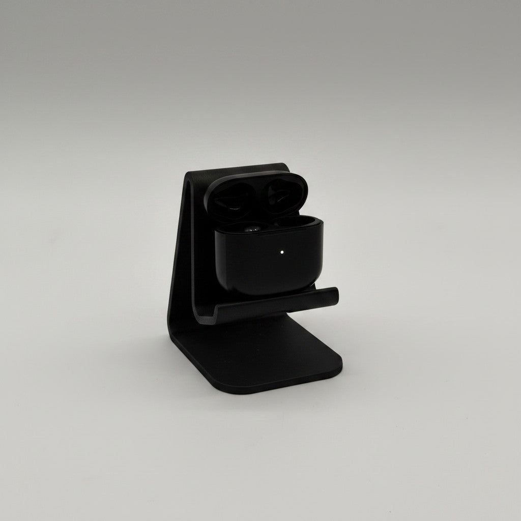 Auricolari Bluetooth Music Sound Swag neri in custodia di ricarica su supporto da Mr Bob - Home & Tech Utility
