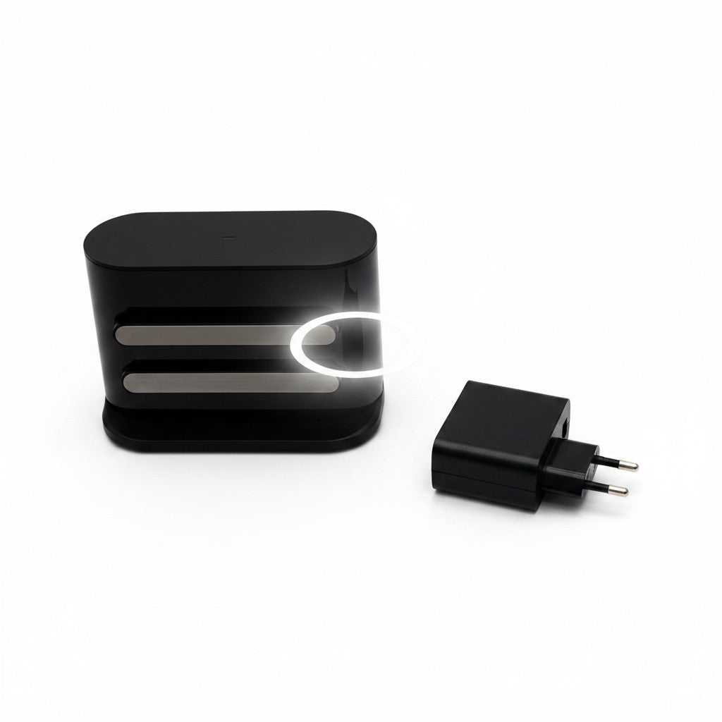 Base di ricarica nera per robot aspirapolvere Xiaomi T12 di Mr Bob - Home & Tech Utility con alimentatore incluso