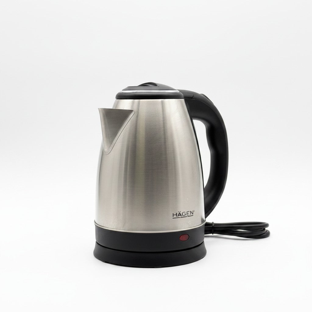 Bollitore elettrico cordless Mr Bob - Home & Tech Utility in acciaio inox argento da 1,8 litri con base nera