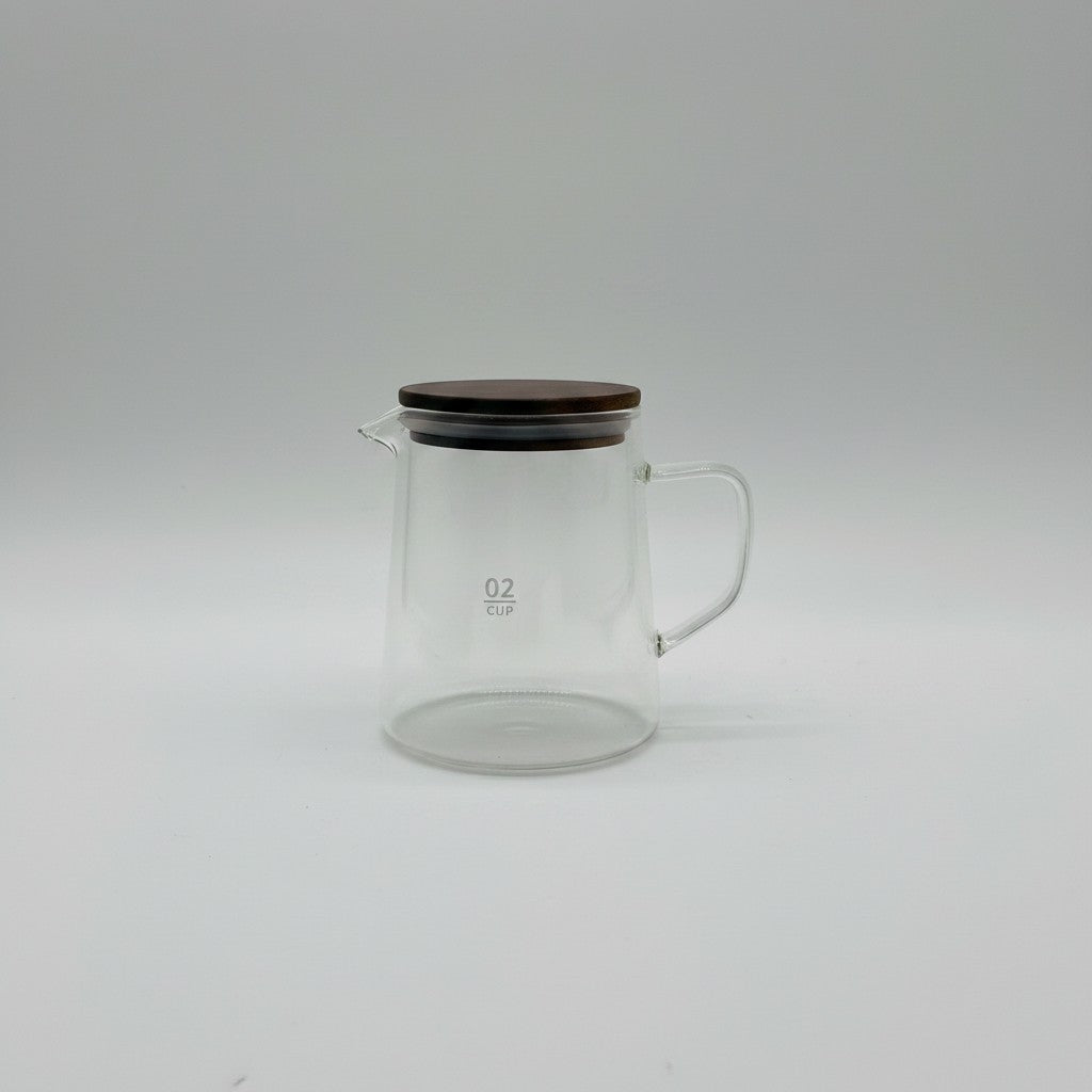Brocca Mr Bob - Home & Tech Utility in vetro borosilicato con coperchio in bambù e indicatore di capacità 02 CUP