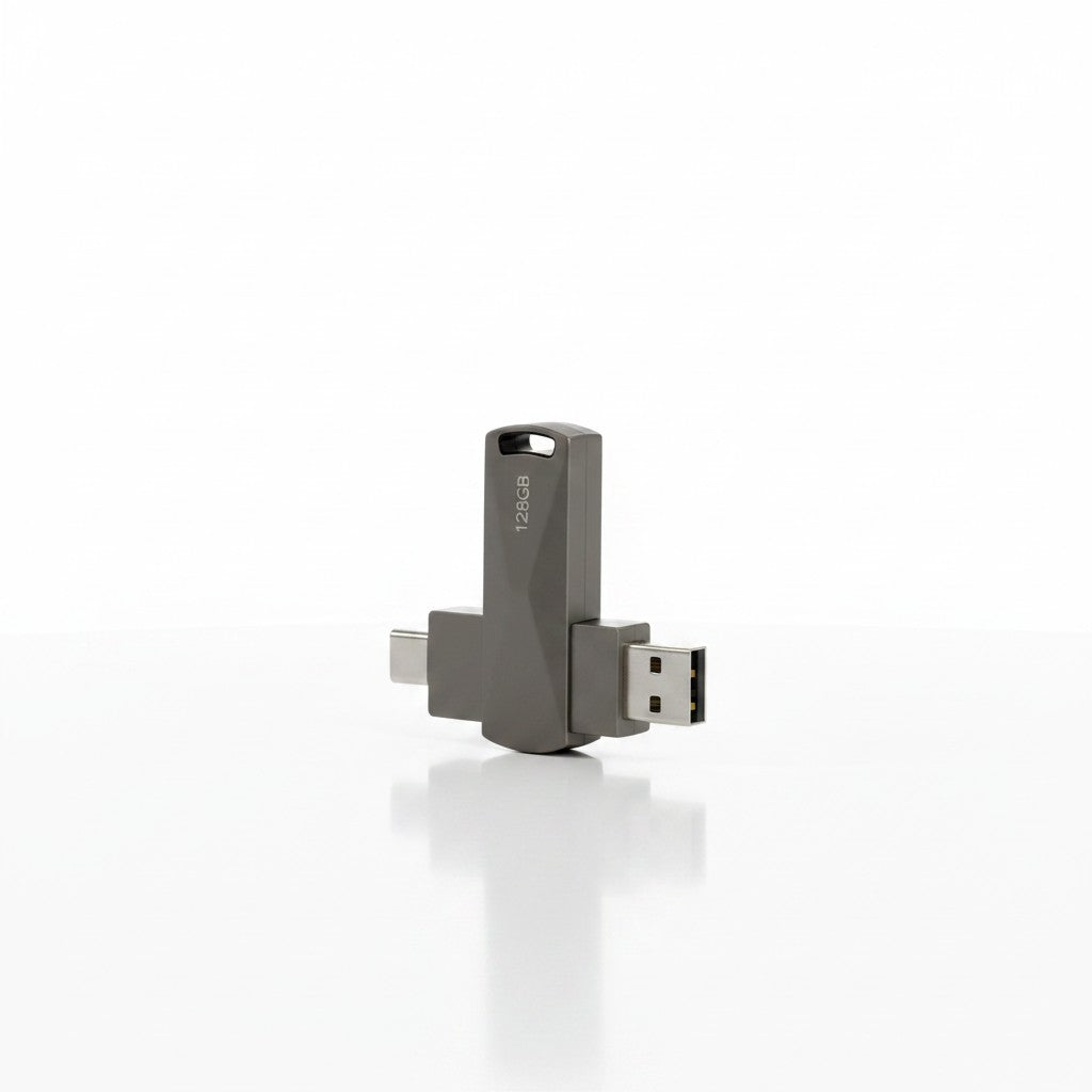 Chiavetta USB Mr Bob - Home & Tech Utility C-Disk 128GB grigia con doppia interfaccia USB-C e USB-A