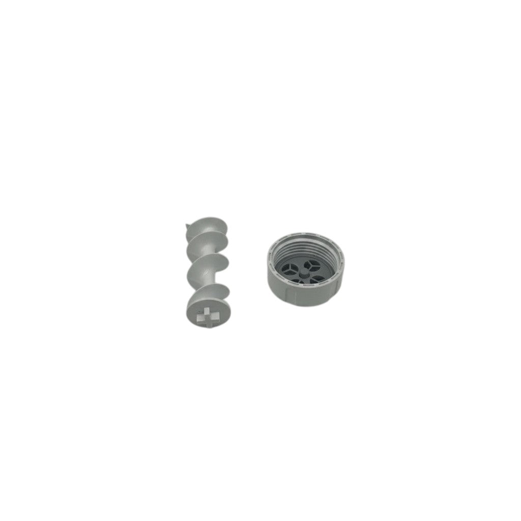 Coclea e ghiera per pressa pasta KitchenAid Mr Bob - Home & Tech Utility, componenti in plastica grigia e bianca.