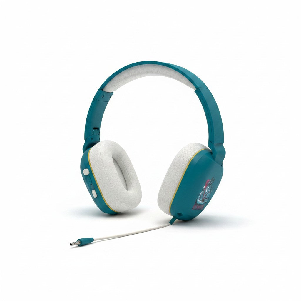 Cuffie stereo cablate Mr Bob - Home & Tech Utility per Nintendo Switch con grafica Fortnite Llambro blu e bianche