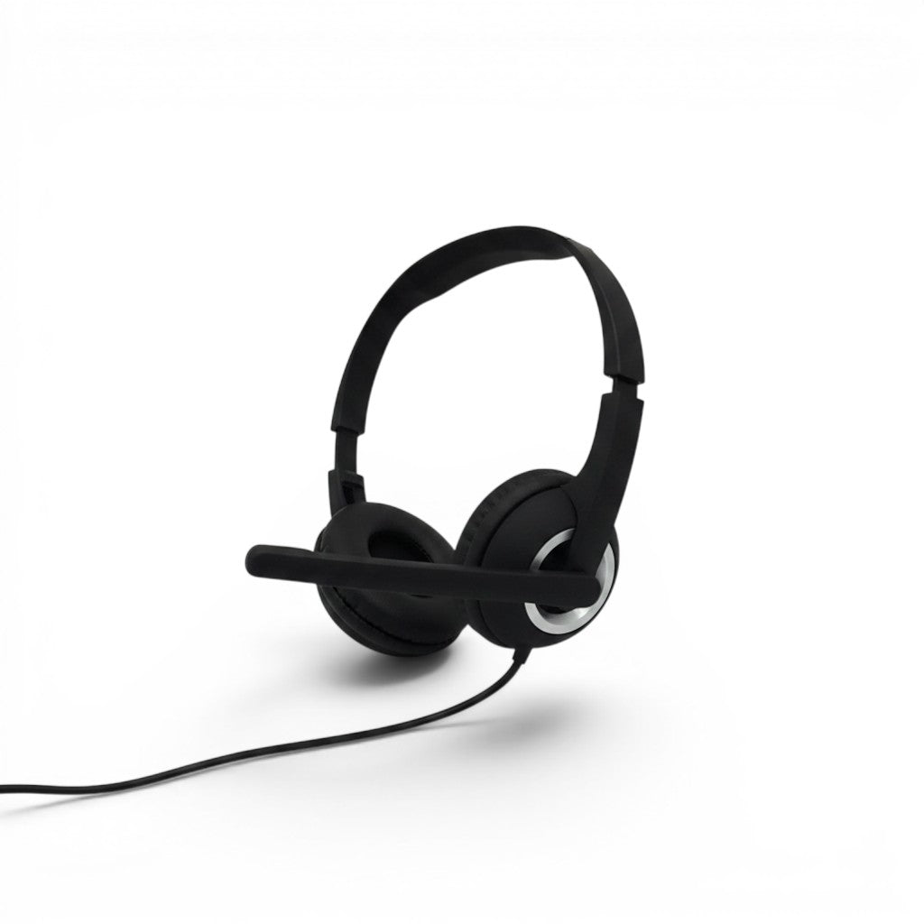 Cuffie on-ear Mr Bob - Home & Tech Utility nere con microfono integrato e cavo jack 3,5 mm per PC e laptop