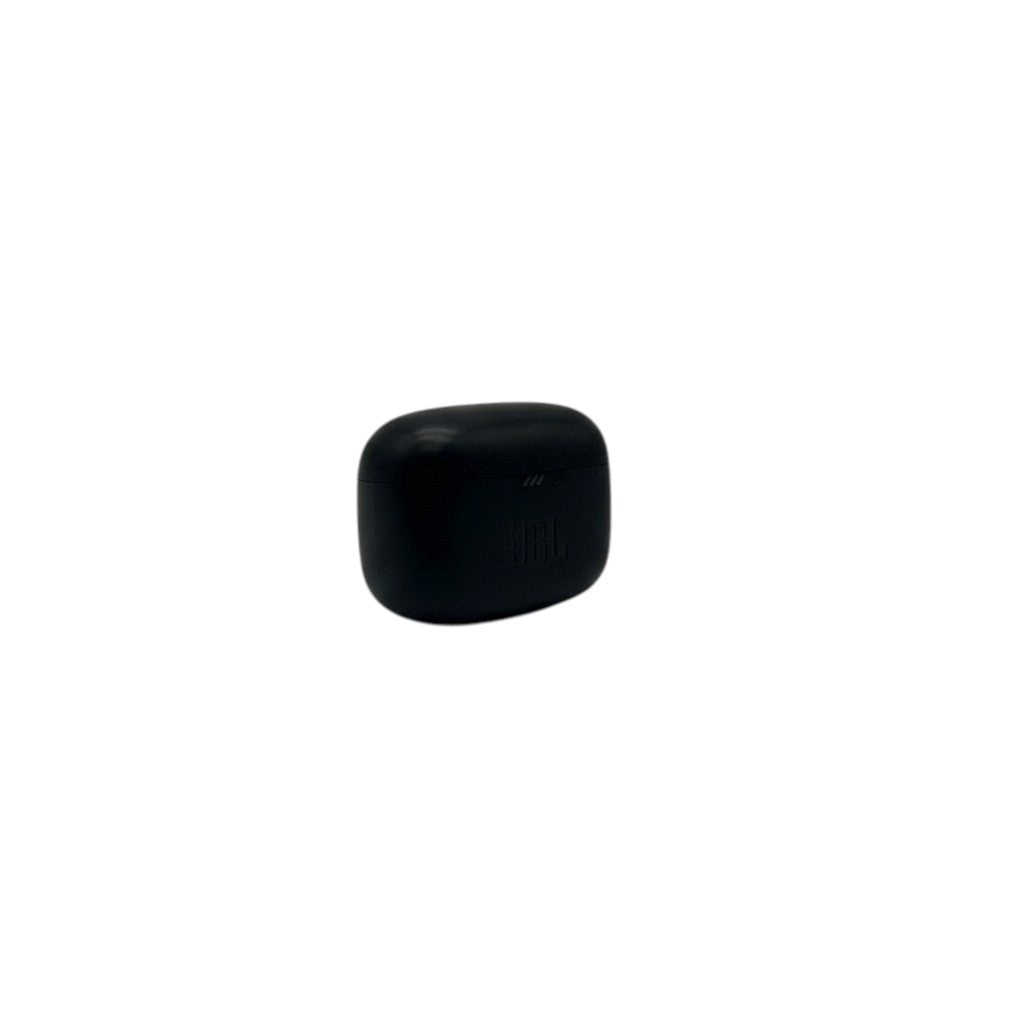 Custodia di ricarica nera per auricolari wireless JBL su sfondo neutro, offerta da Mr Bob - Home & Tech Utility