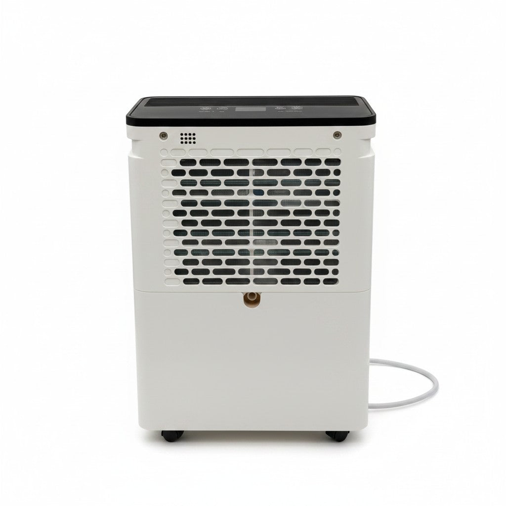 Deumidificatore bianco Mr Bob - Home & Tech Utility con griglia frontale e pannello di controllo superiore