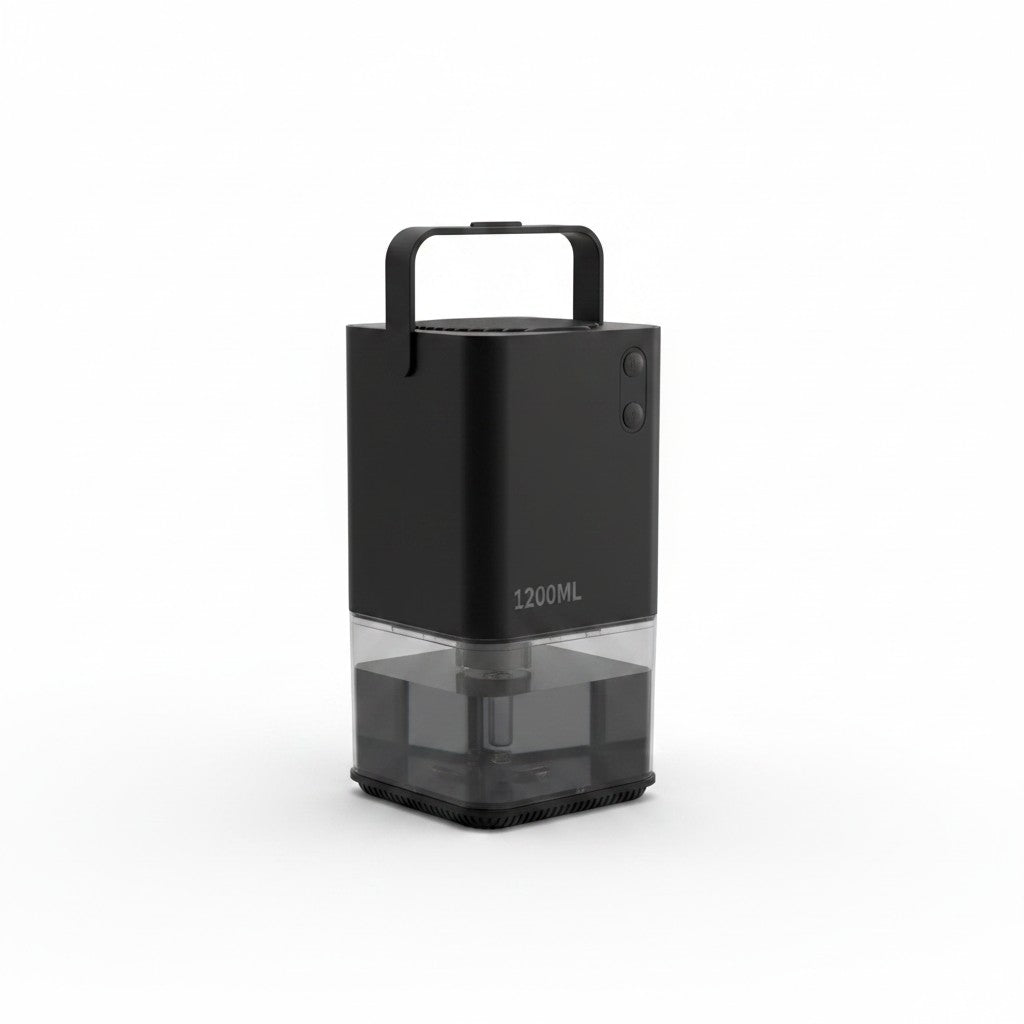 Deumidificatore portatile Mr Bob - Home & Tech Utility da 1200 ml, design compatto nero con maniglia e serbatoio