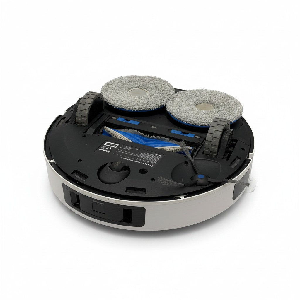 Vista inferiore del robot aspirapolvere Mr Bob - Home & Tech Utility ECOVACS DEEBOT T30 Pro Omni con panni rotanti