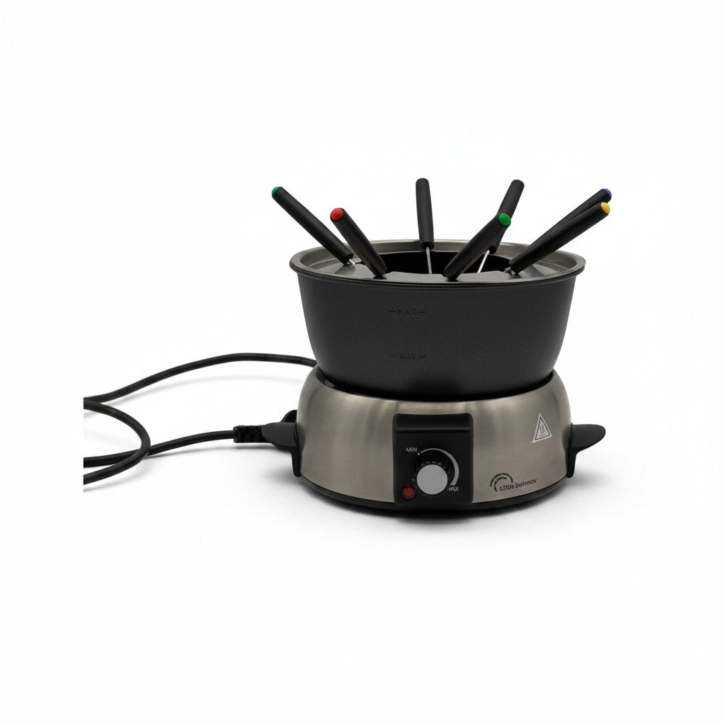 Set per fonduta elettrico Mr Bob - Home & Tech Utility nero con base riscaldante e forchettine colorate