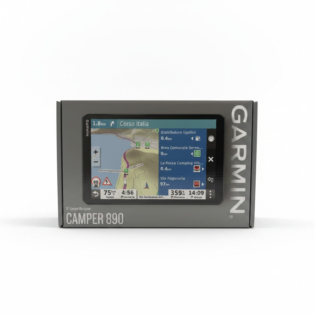 Navigatore GPS Garmin Camper 890 da 8 pollici con schermo touchscreen per veicoli ricreazionali, Mr Bob - Home & Tech Utility