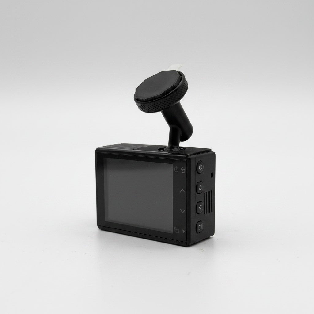 Dash cam Garmin 66W nera con supporto magnetico, vista posteriore con schermo LCD e pulsanti di controllo