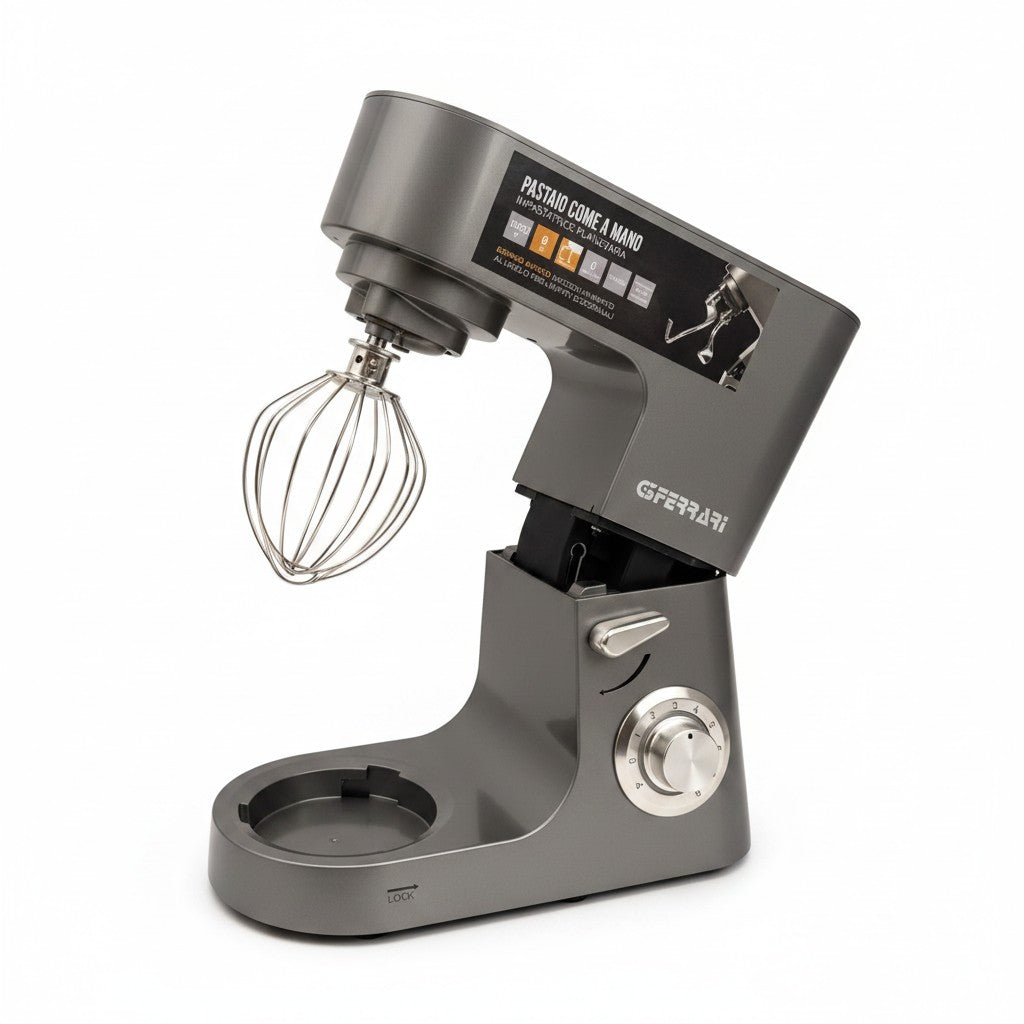 Impastatrice planetaria Mr Bob - Home & Tech Utility G3 Ferrari grigia con frusta in acciaio e 8 velocità