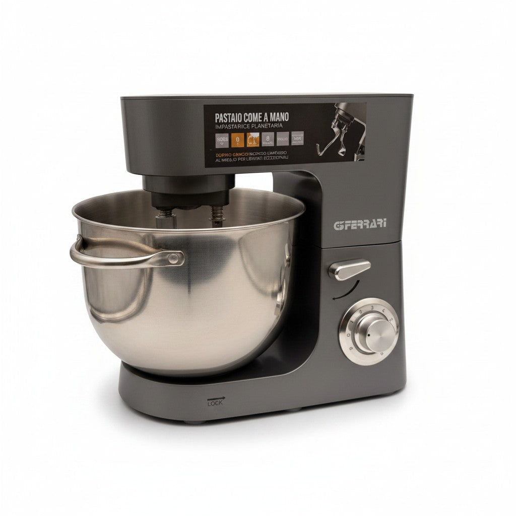 Impastatrice planetaria Mr Bob - Home & Tech Utility G3 Ferrari grigia con ciotola in acciaio inox da 8 litri