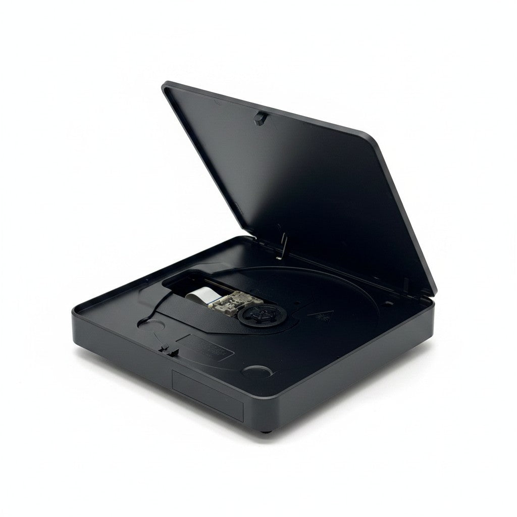 Lettore DVD compatto nero Mr Bob - Home & Tech Utility con vano disco aperto, ideale per TV tramite HDMI o RCA