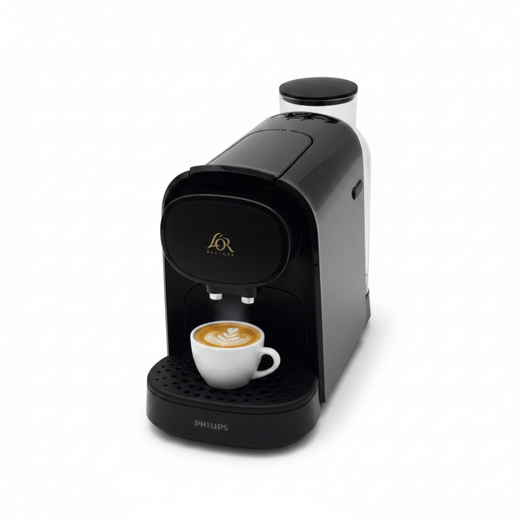 Macchina da caffè Mr Bob - Home & Tech Utility Philips L'Or Barista Sublime nera con tazzina di espresso