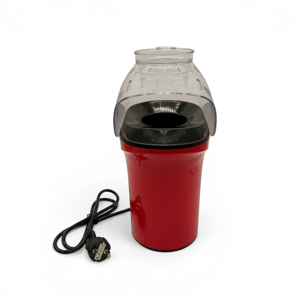 Macchina per popcorn Mr Bob - Home & Tech Utility rossa ad aria calda da 1400W con coperchio trasparente