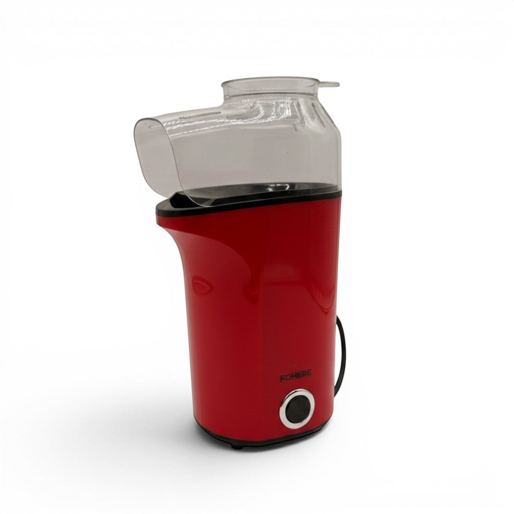 Macchina per popcorn Mr Bob - Home & Tech Utility rossa ad aria calda 1400W con coperchio trasparente