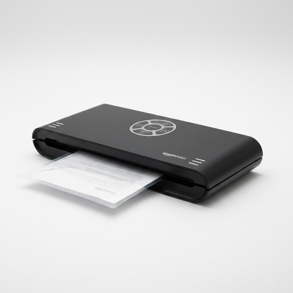 Macchina per sottovuoto Mr Bob - Home & Tech Utility nera con sacchetto inserito per conservazione alimenti
