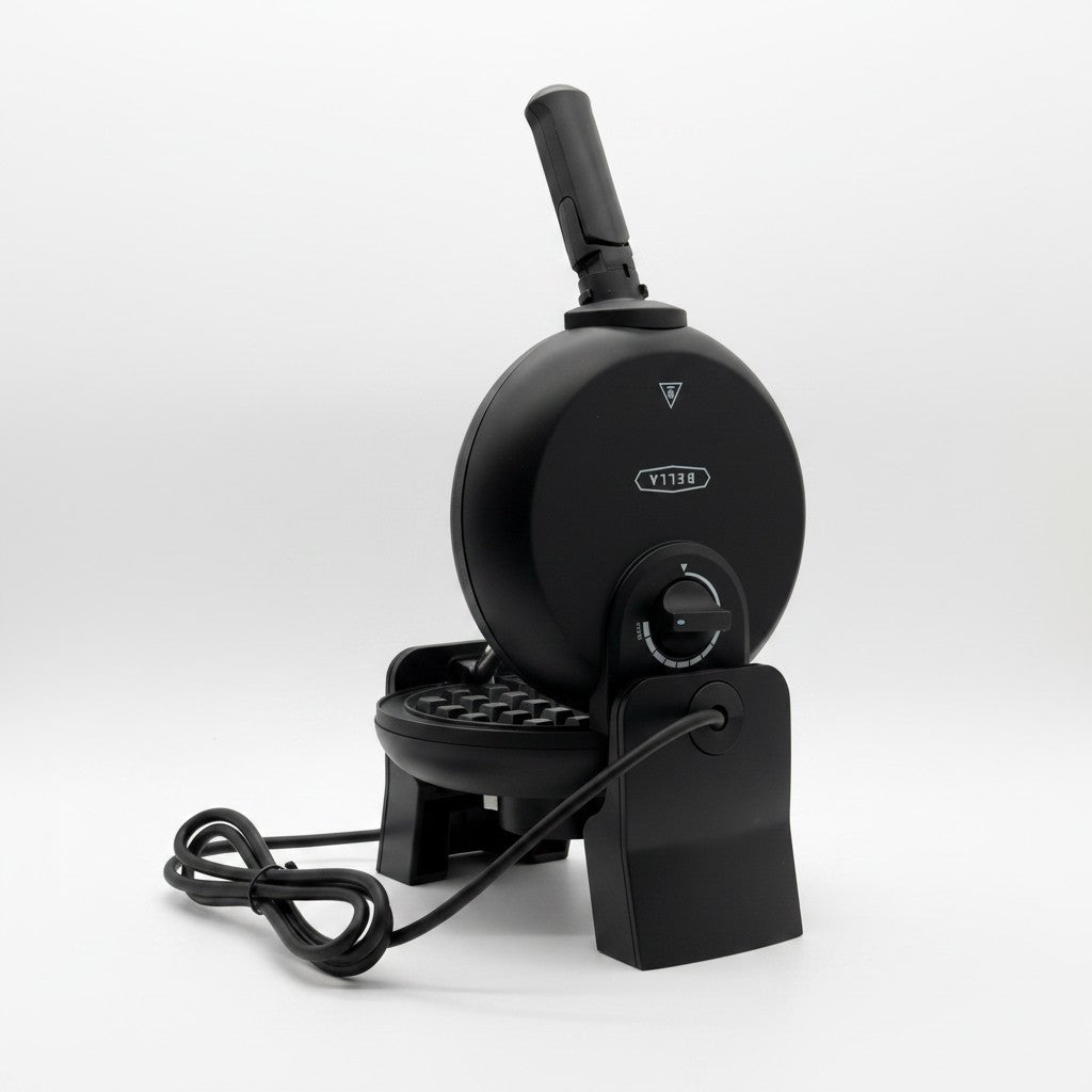 Mr Bob - Home & Tech Utility macchina per waffle belgi girevole nera con controllo doratura e piastre antiaderenti