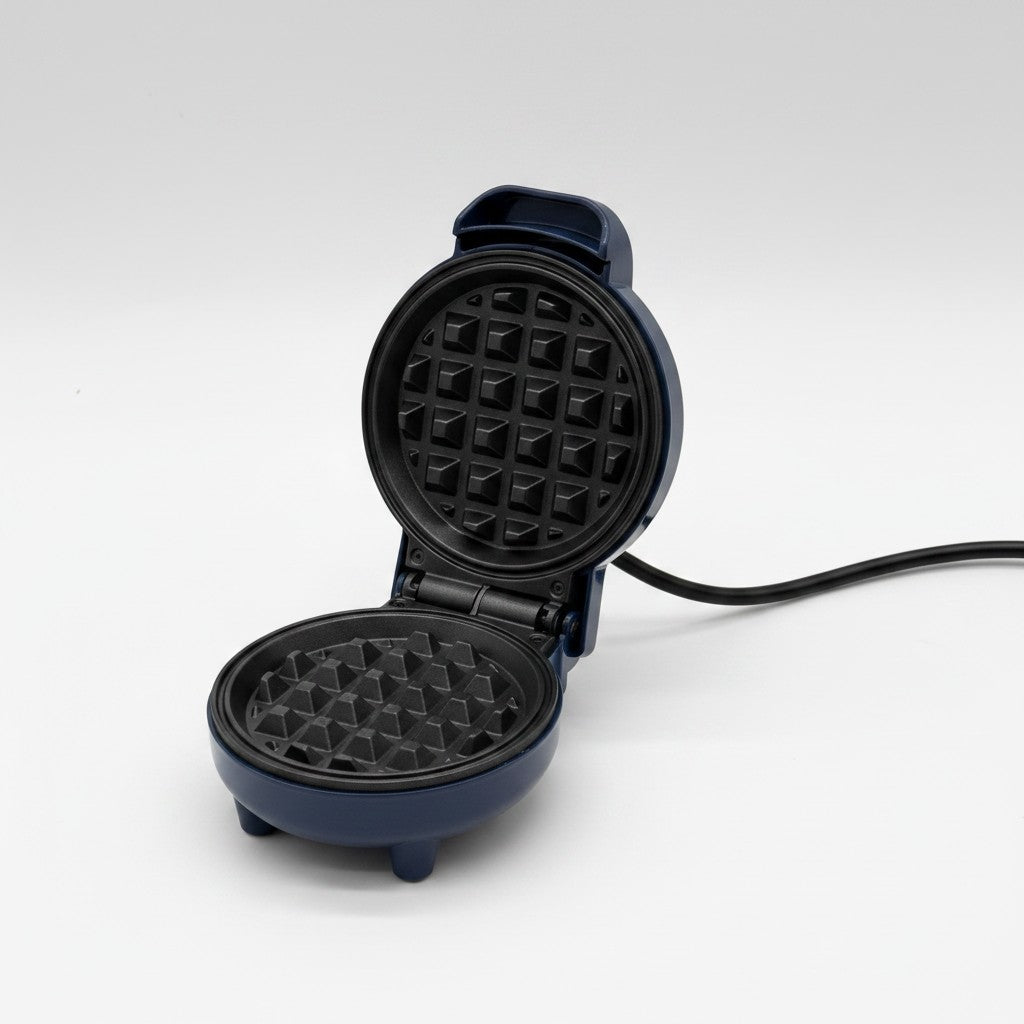 Mini macchina per waffle SNAILAR blu di Mr Bob - Home & Tech Utility con piastre antiaderenti aperte