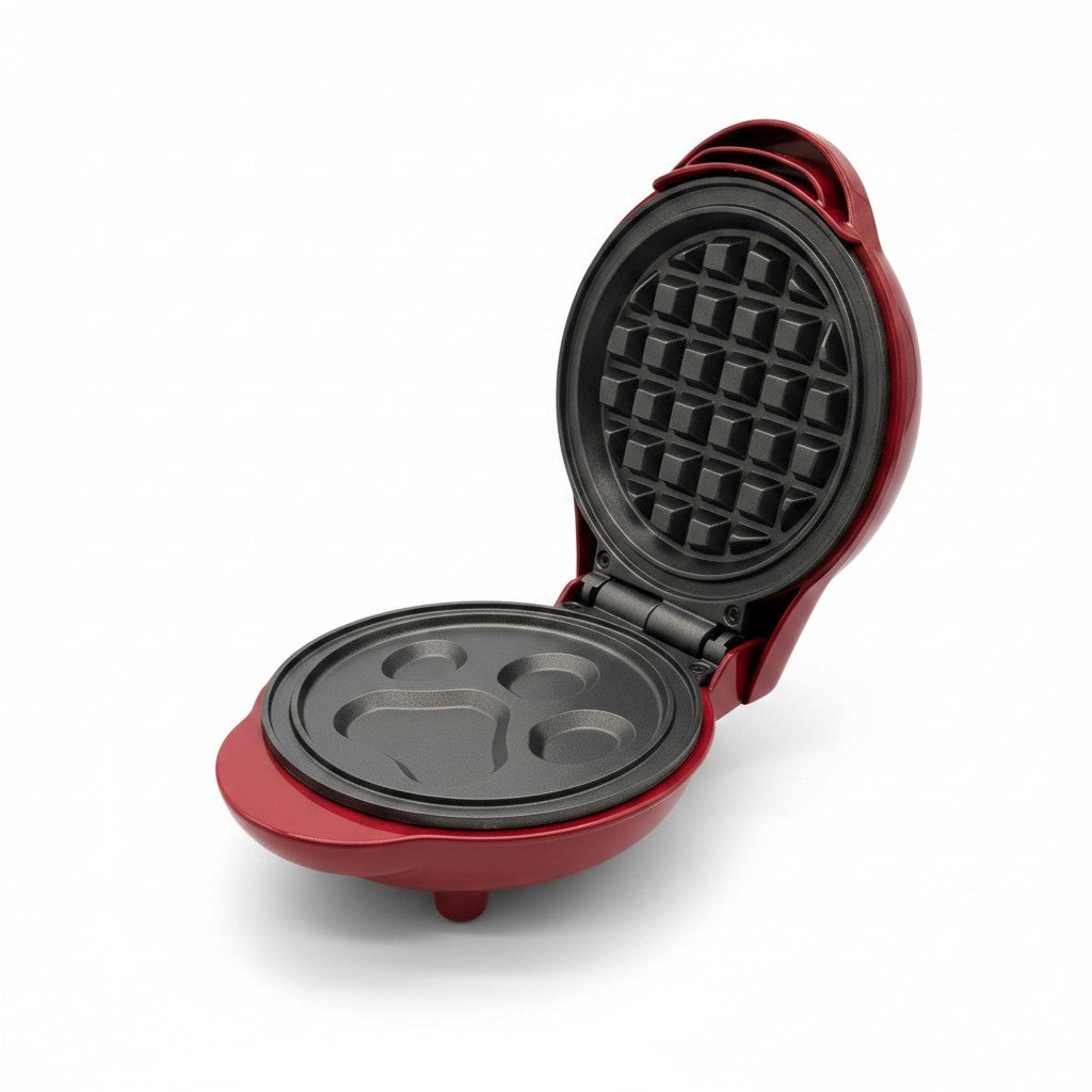 Mini piastra per waffle rossa Mr Bob - Home & Tech Utility con stampo a forma di zampa Paw Patrol e piastre antiaderenti