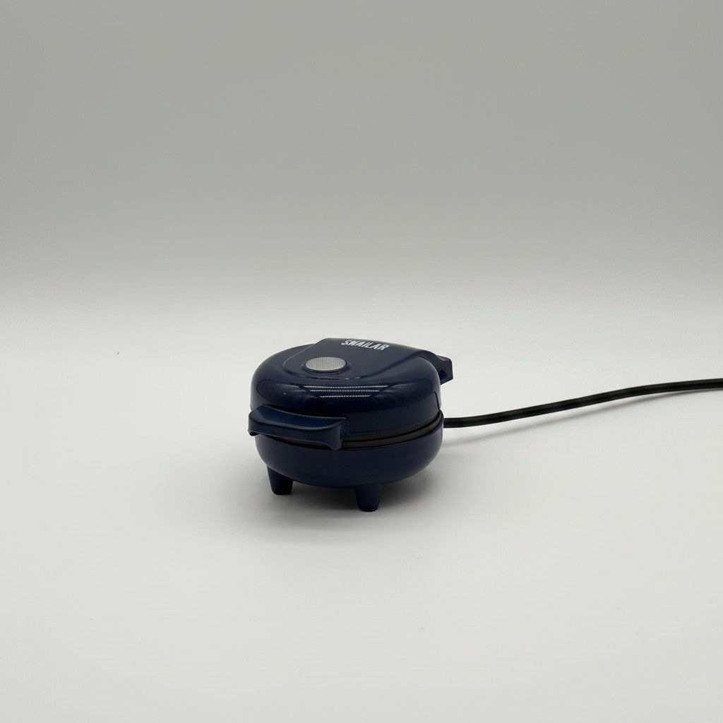 Mini macchina per waffle SNAILAR blu di Mr Bob - Home & Tech Utility, compatta e antiaderente da 550 Watt