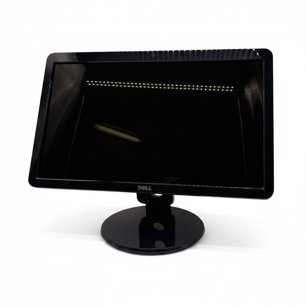 Monitor desktop Dell nero lucido con base circolare stabile, ideale per postazioni di lavoro professionali Mr Bob