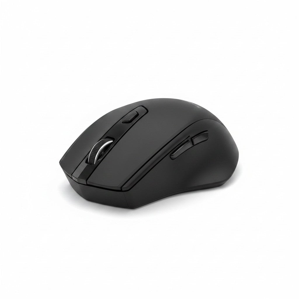 Mouse wireless ergonomico Mr Bob - Home & Tech Utility nero con design sagomato e tasti laterali per ufficio