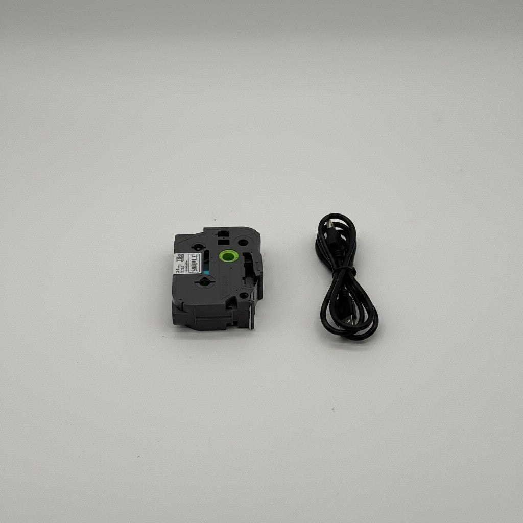 Nastro TZe nero per etichettatrice Brother PT-H500 con cavo USB incluso, venduto da Mr Bob - Home & Tech Utility