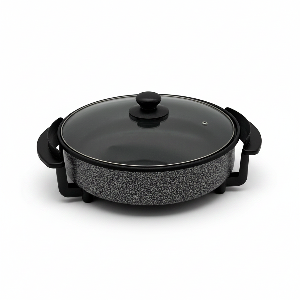 Padella elettrica Mr Bob - Home & Tech Utility Tristar 30 cm con rivestimento effetto pietra e coperchio in vetro