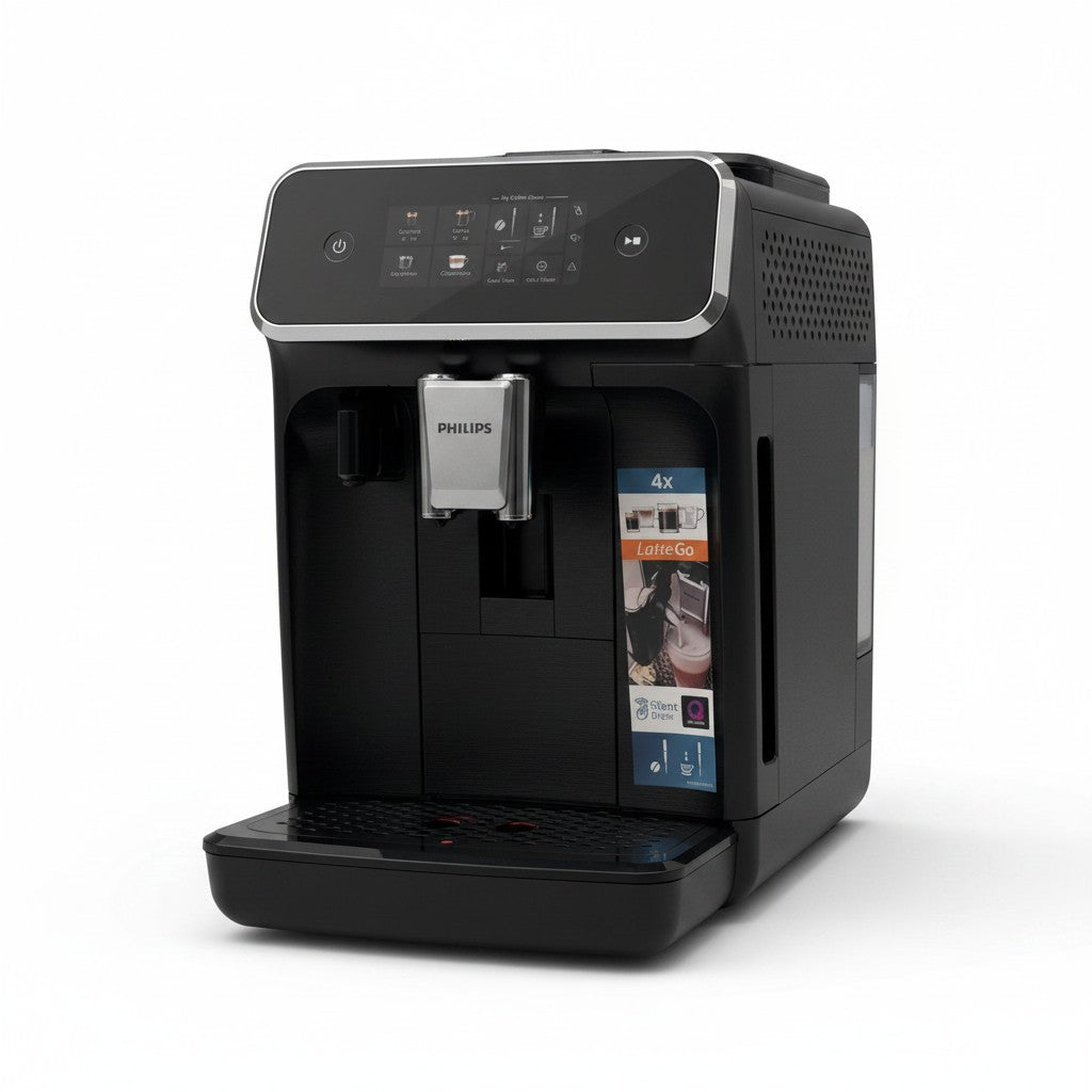Macchina da caffè automatica Philips Serie 2300 nera con sistema LatteGo, venduta da Mr Bob - Home & Tech Utility