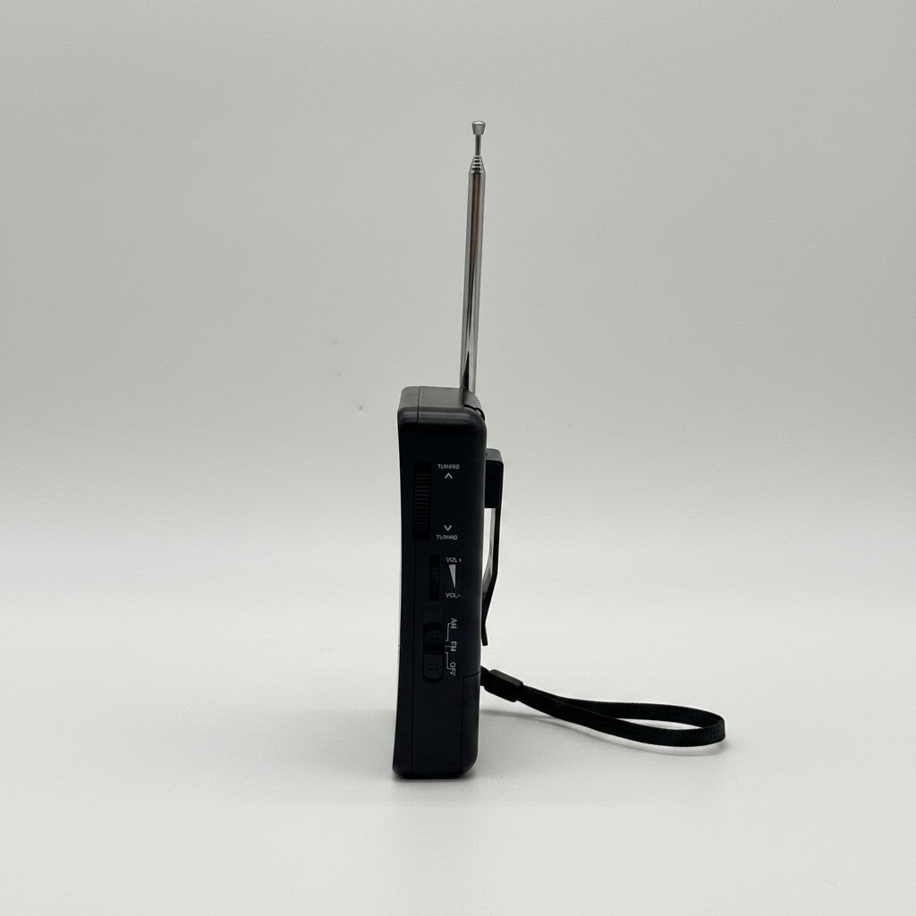 Radio portatile Mr Bob - Home & Tech Utility PRUNUS J-166 nera con antenna telescopica e clip posteriore