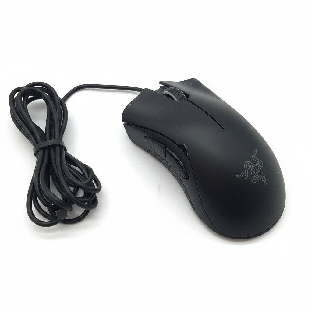Mouse gaming Razer DeathAdder Essential nero con cavo USB, design ergonomico e logo Mr Bob - Home & Tech Utility